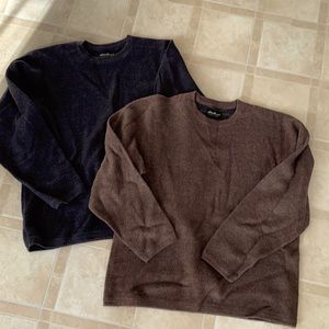 LOT MENS EDDIE BAUER WOOL/COTTON LINED SWEATSHIRTS SIZE L TALL Charcoal and Tan